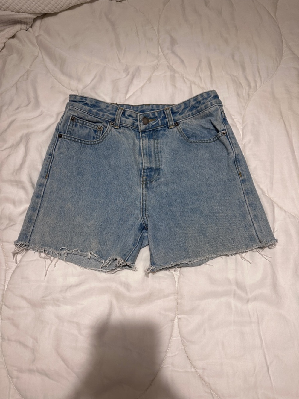 Dr. Denim Light Blue Frayed Hem Jean Shorts